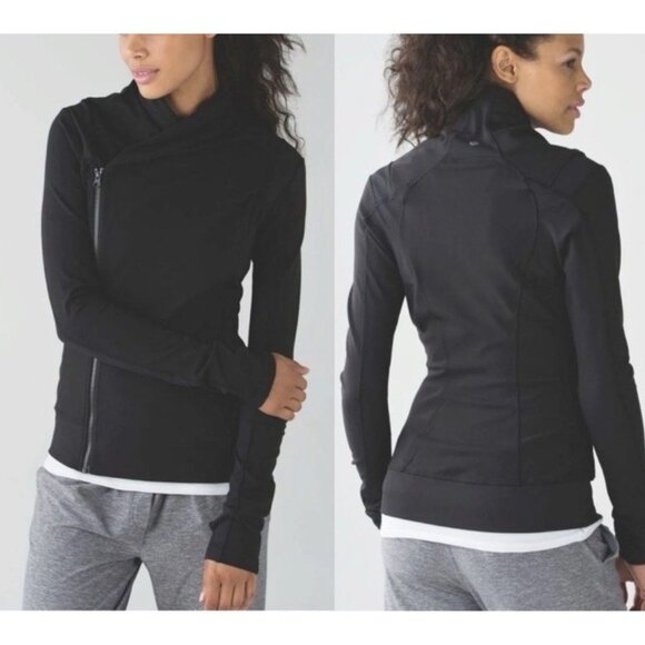 Lululemon Athletica Womens Black Bhakti Yoga Asymmetrical Zip Jacket Size 8 - Picture 7 of 16